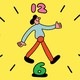 An illustration of a clock with a walking individual as the clock's hands