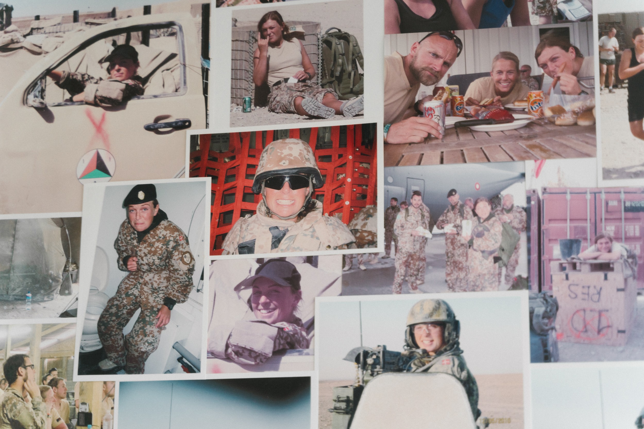 Photographs of Sophie Bruun are seen on a wall