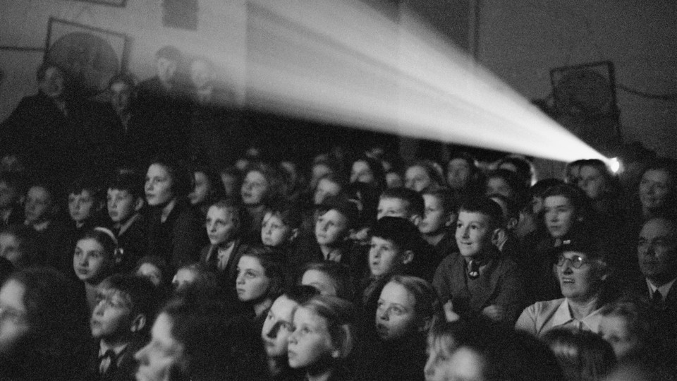 An audience in a movie theater