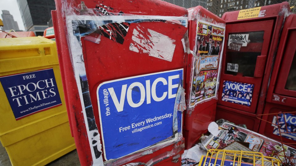 Empty Village Voice newsstands