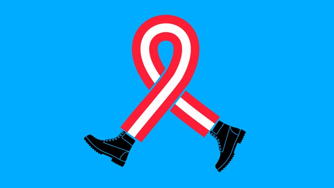 illustration of bootstraps against an American flag motif 