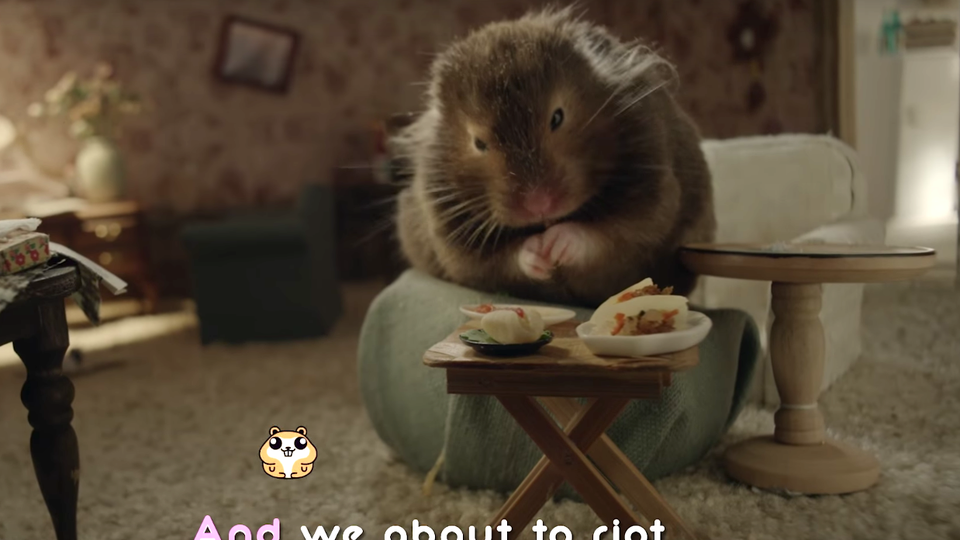 The hamster from the lyric video for 'Chained to the Rhythm'