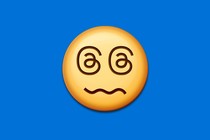A woozy emoji face with two Threads logos as its eyes.