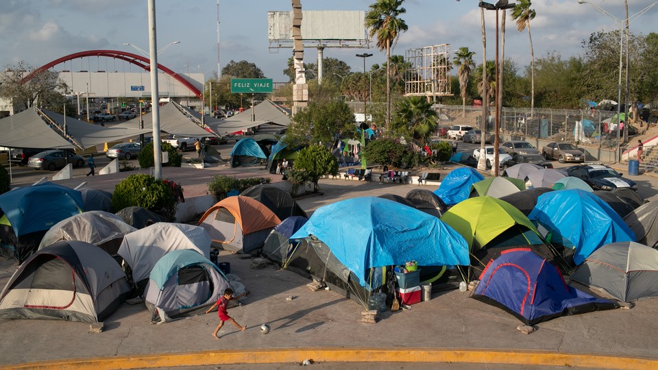 A camp for asylum seekers in Matamoros, Mexico, across the border from Brownsville, Texas.