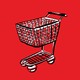 supermarket cart with red background