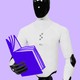 AI humanoid instructor with a book