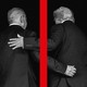 A photo-illustration showing Donald Trump and Benjamin Netanyahu separated by a red line