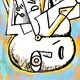 abstract painting of figure typing at keyboard
