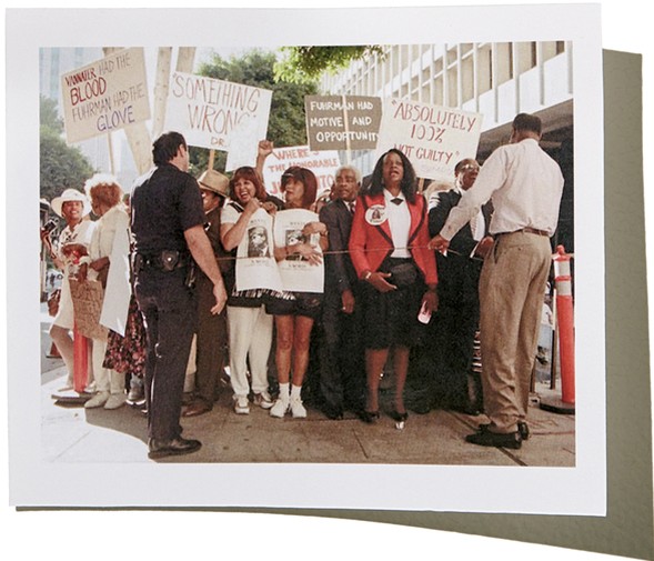 Protesters outside the Los Angeles courthouse rallied in support of Simpson’s defense team. Community activists also backed Simpson, and black vendors sold "Run O.J." and "Free O. J. Simpson" T-shirts. 