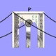 100 dollar bill with drawn lines to look like the brooklyn bridge