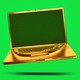 An illustration of a golden laptop