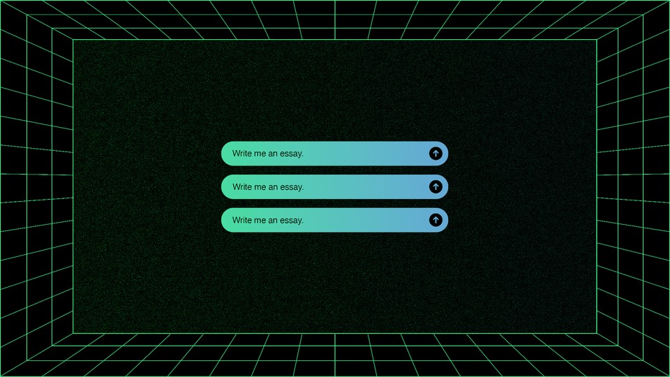 Three ChatGPT window prompts, with "Write me an essay" typed into them