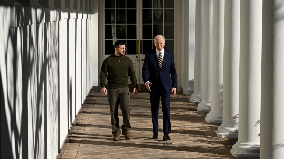 Volodymyr Zelensky and Joe Biden.