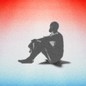 The silhouette of a person sitting on the shadow of a black star, with other shadow stars nearby. The background is a diffuse red, white, and blue.