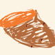 a sketched drawing of a cut-in-half sweet potato with orange flesh