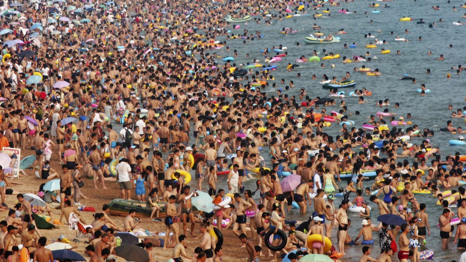 Hundreds of people at the beach