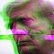 A distorted image of Donald Trump