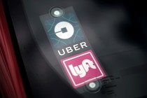 A Lyft and Uber sticker 