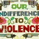 The Atlantic's December 1974 cover: A needlepoint illustration topped with two pistols over the colorful text, 'OUR INDIFFERENCE TO VIOLENCE
