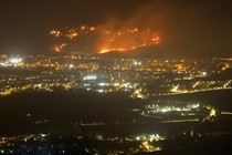 A fire from rockets launched from Lebanon