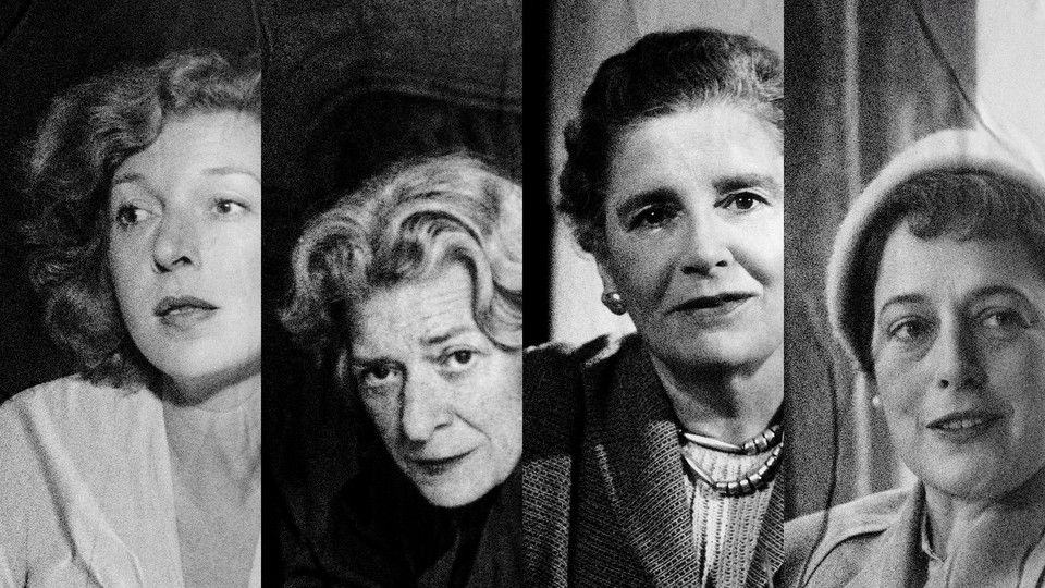 A collage of Janet Flanner, Martha Gellhorn, Rebecca West, and Emily Hahn
