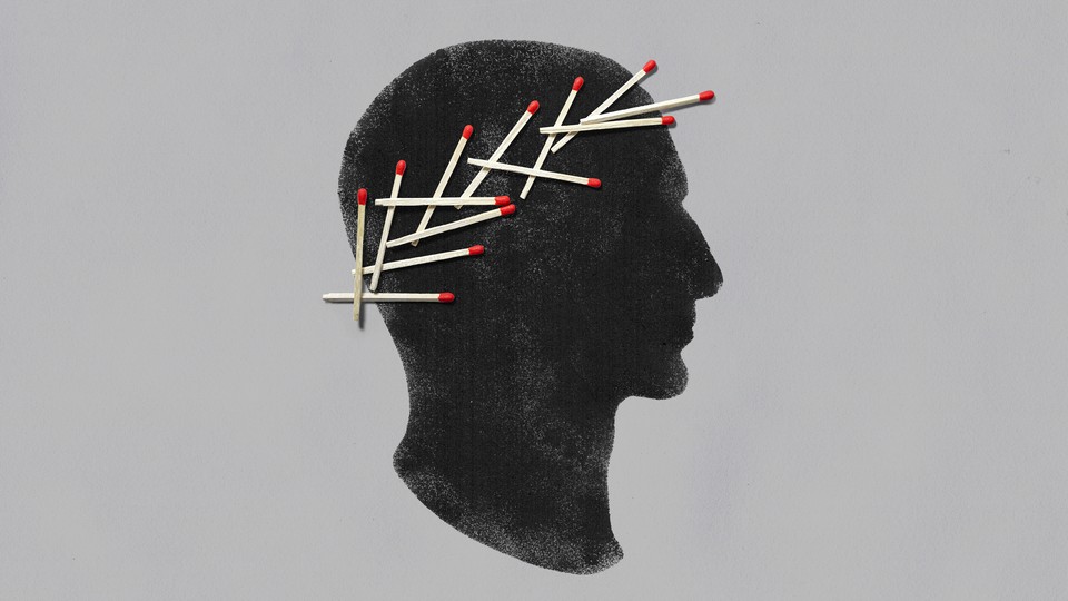 A silhouette of caesar's head wreathed in matches.