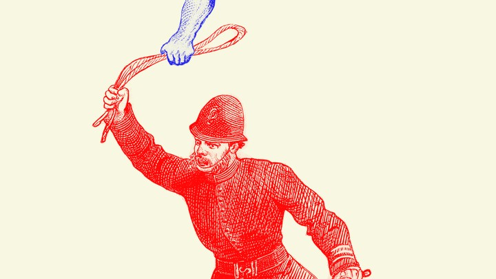 illustration of a man holding a whip