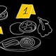 Pieces of a sandwich with crime-scene numbers next to them