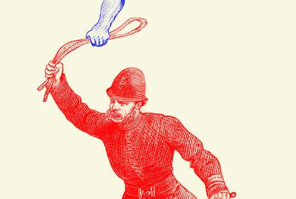 illustration of a man holding a whip