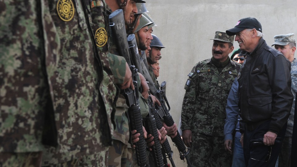 Joe Biden with Afghan troops.