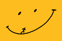 figure running up the smile of a smiley face, tripping and sliding back down