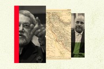 A collage shows Ali Larijani and Mohammad Baqer Qalibaf on either side of a map of Iran.