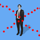 A graphic of Alex Berenson standing with an X of red dots over him.