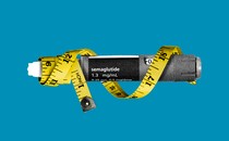An illustration of a semaglutide pen with a tape measure around it