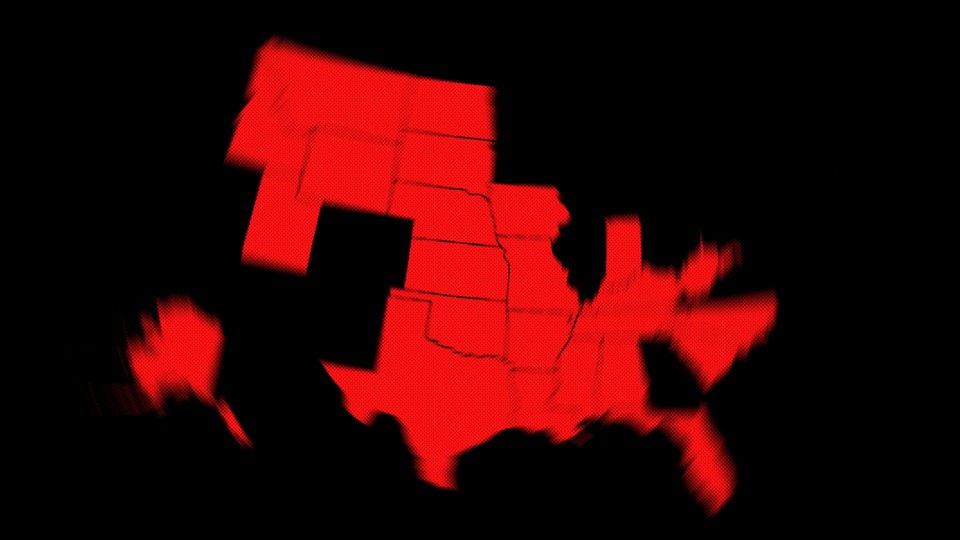 Red states that are blurry around the edges