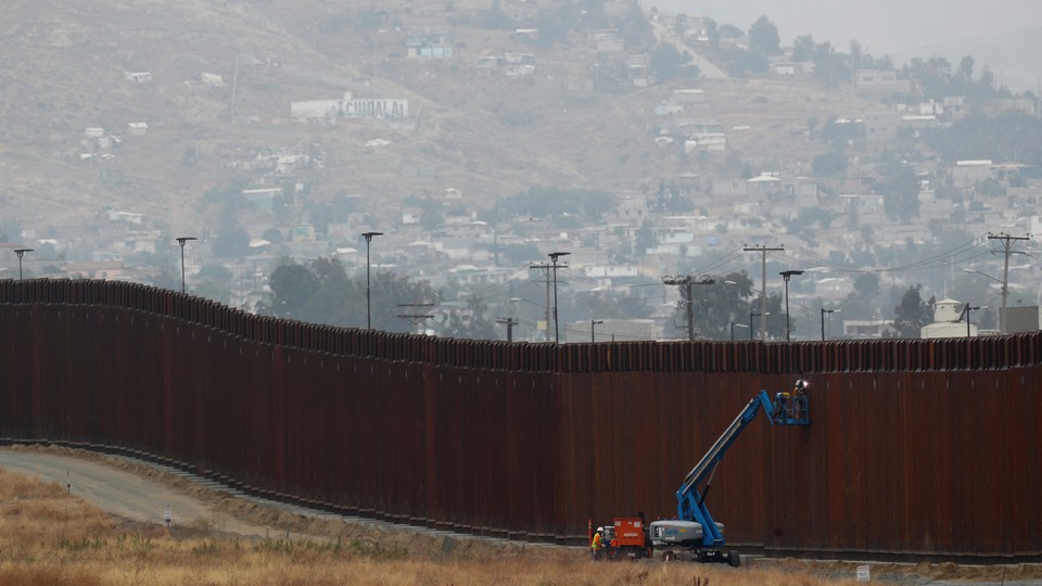Construction of a new part of a border wall between the U.S. and Mexico near Tijuana.