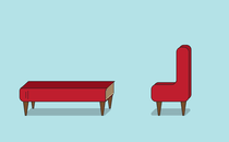 An illustration of a chair and a couch both made out of books.