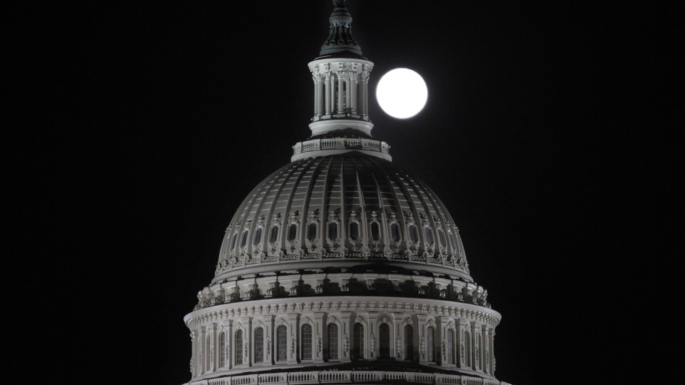 The moon over the Capitol. Totally not spooky. 