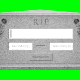 Graphic illustration of a gravestone with empty input fields (with flashing cursor) for a name and dates of birth and death.