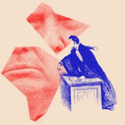 An illustration of Donald Trump and a Founding Father.