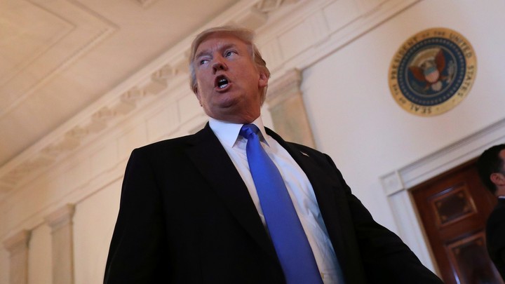A picture of Trump walking.