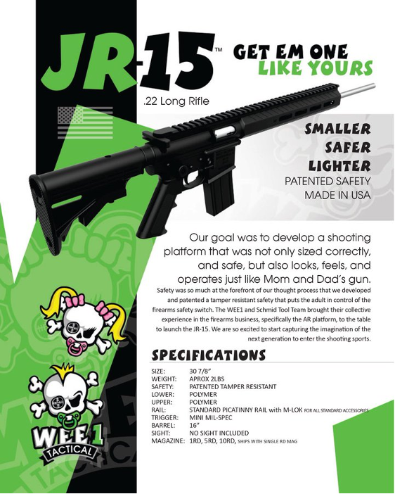 An information sheet for Wee1 Tactical's "JR-15" rifle