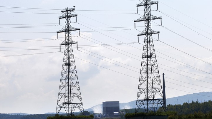 Power lines led away from Vermont Yankee, a now-decommissioned nuclear power plant, in 2013.