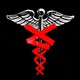 The caduceus, with red tape