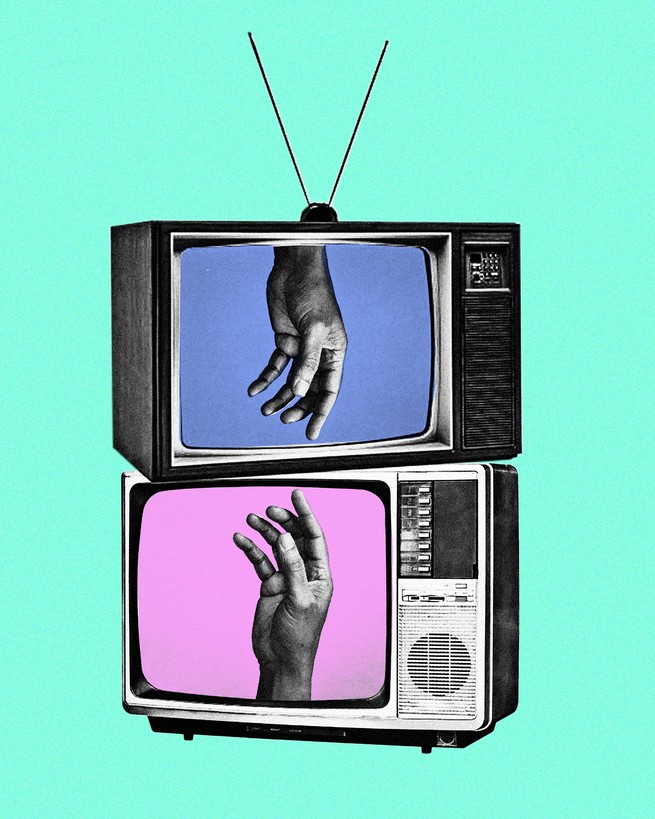 Illustration of two stacked televisions