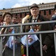 Russians at Victory Day parade holding Z flags