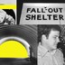 Photo collage on a bright yellow background: A bunker; a sign reading "fall-out shelter;" a person wearing a gas mask; a family photo of a man, woman, and young baby
