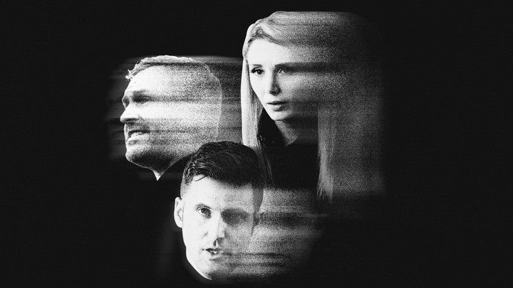 Photo illustration of Mike Cernovich, Lauren Southern, and Richard Spencer