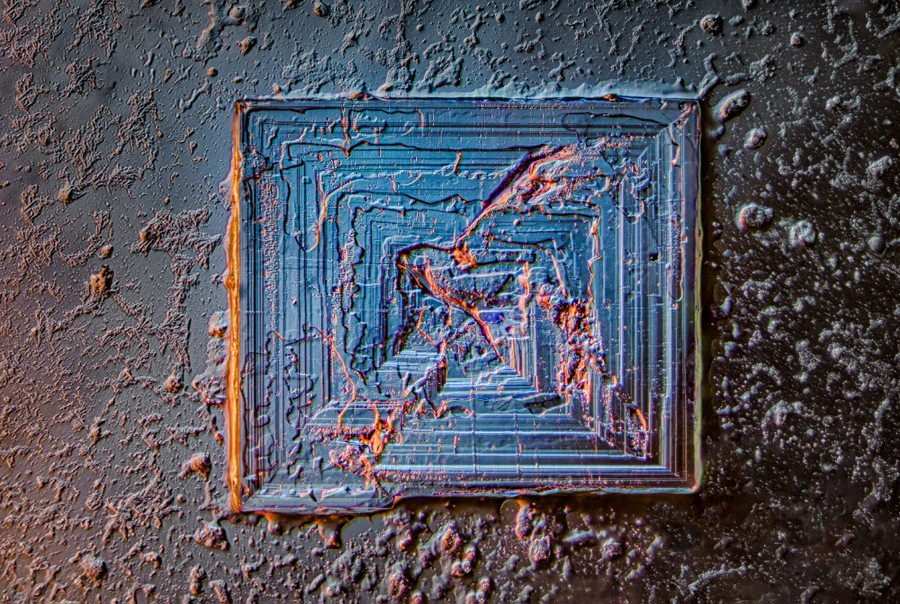 Close view of a crystal of table salt