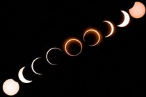 Composite image of nine stages of a total solar eclipse